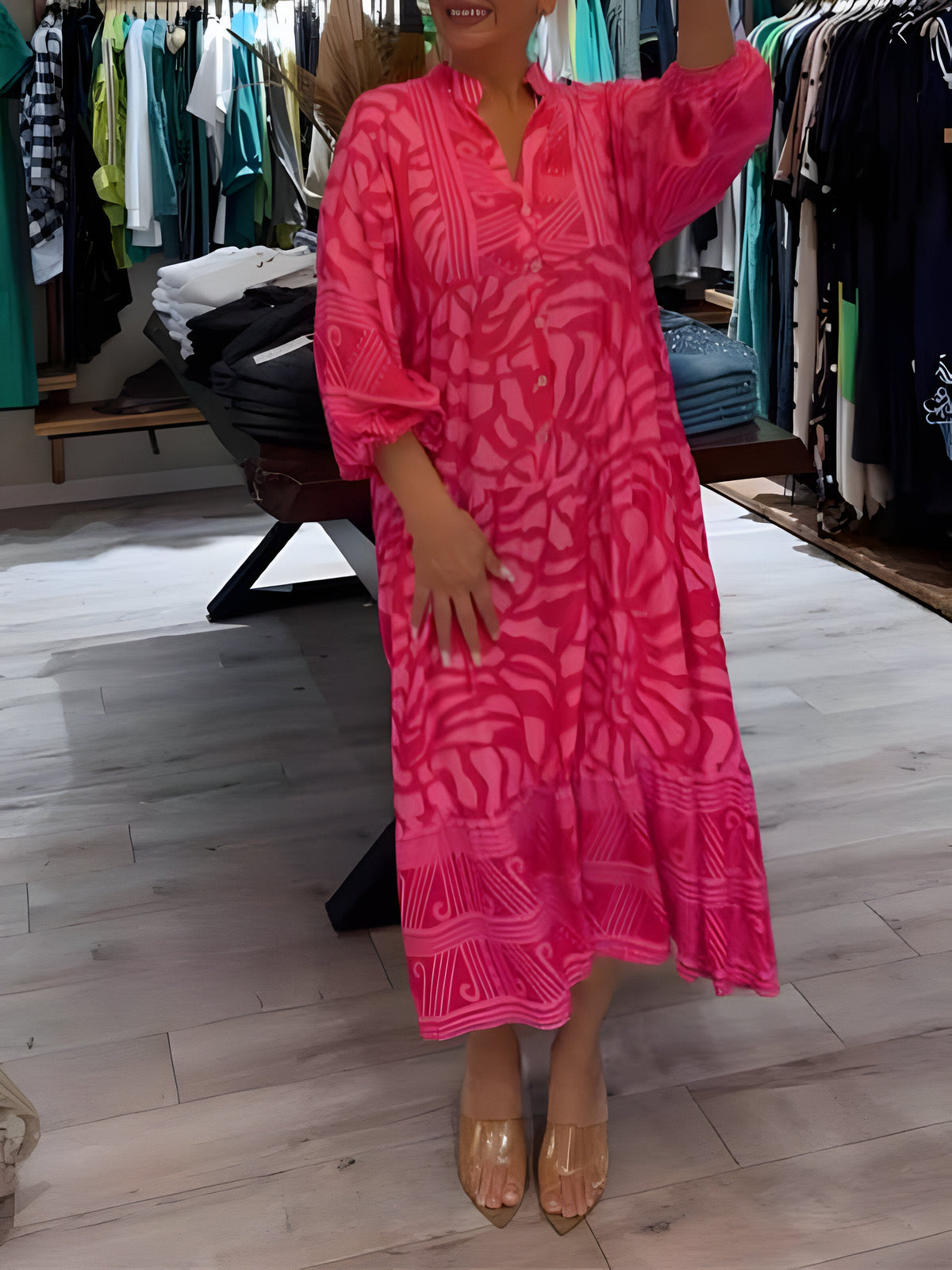 Juul™ | Elegant Printed V-Neck Dress
