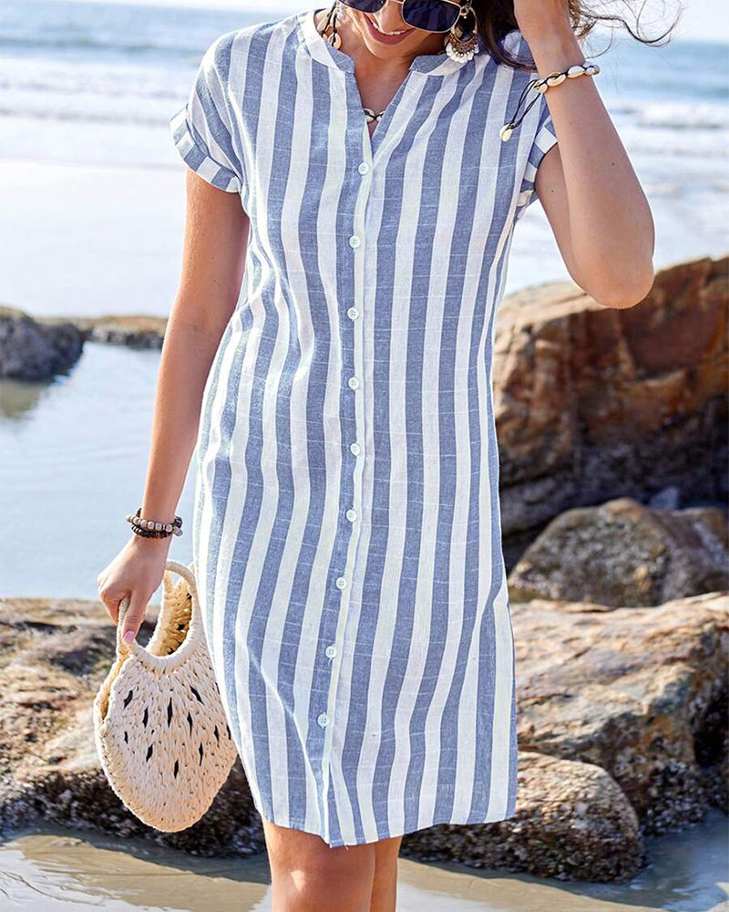 Marthe™ | Elegant Striped Shirt Dress