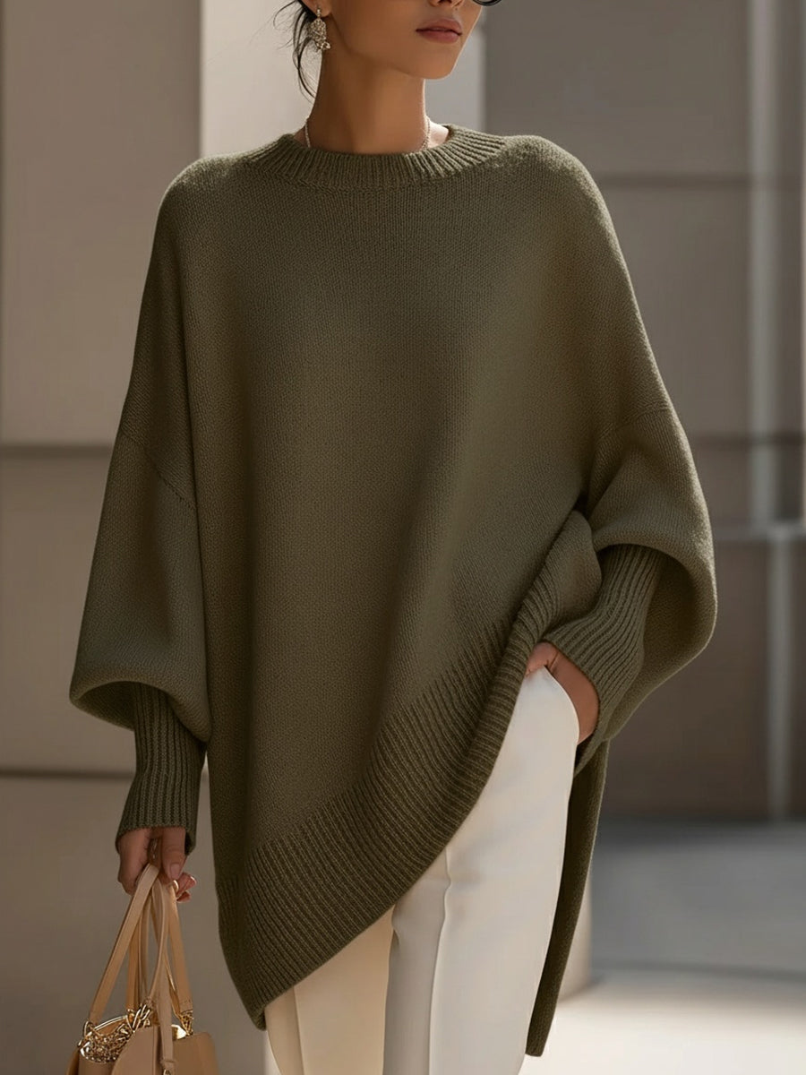 Vanmeeren™ | Oversized Trui met Drapering en Wijde Hals