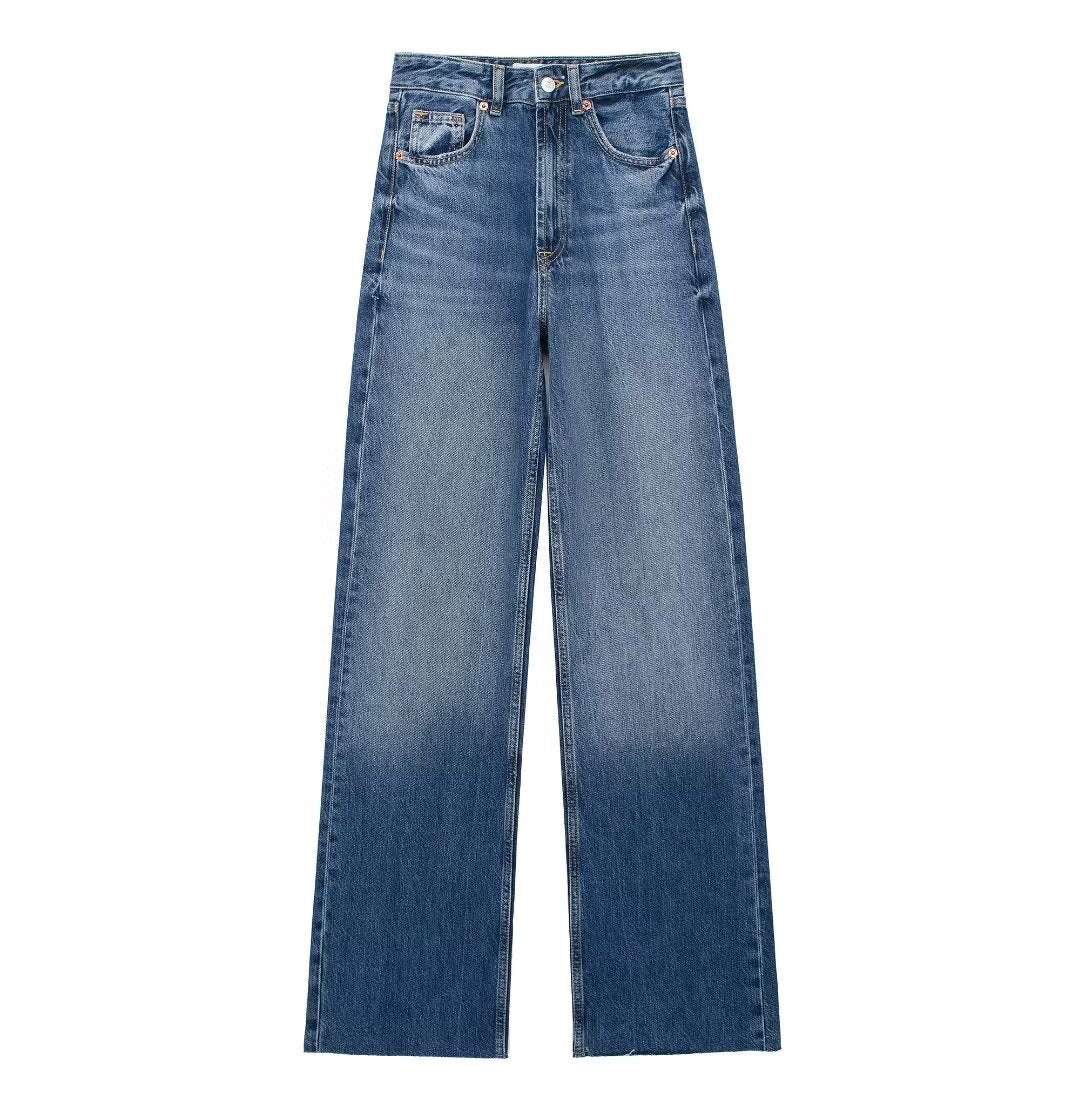 Laluna® | Blauwe Damesbroek Wide Leg