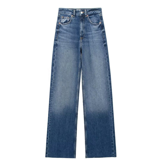 Laluna® | Blauwe Damesbroek Wide Leg