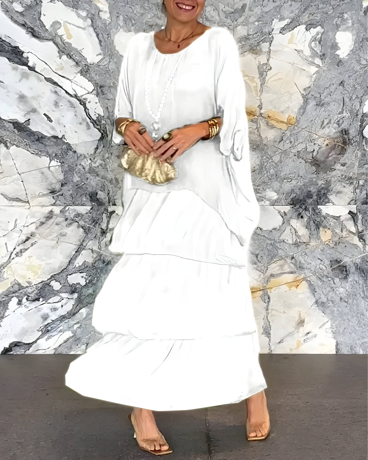 Monique™ | Chiffon Dress with Tiered Skirt