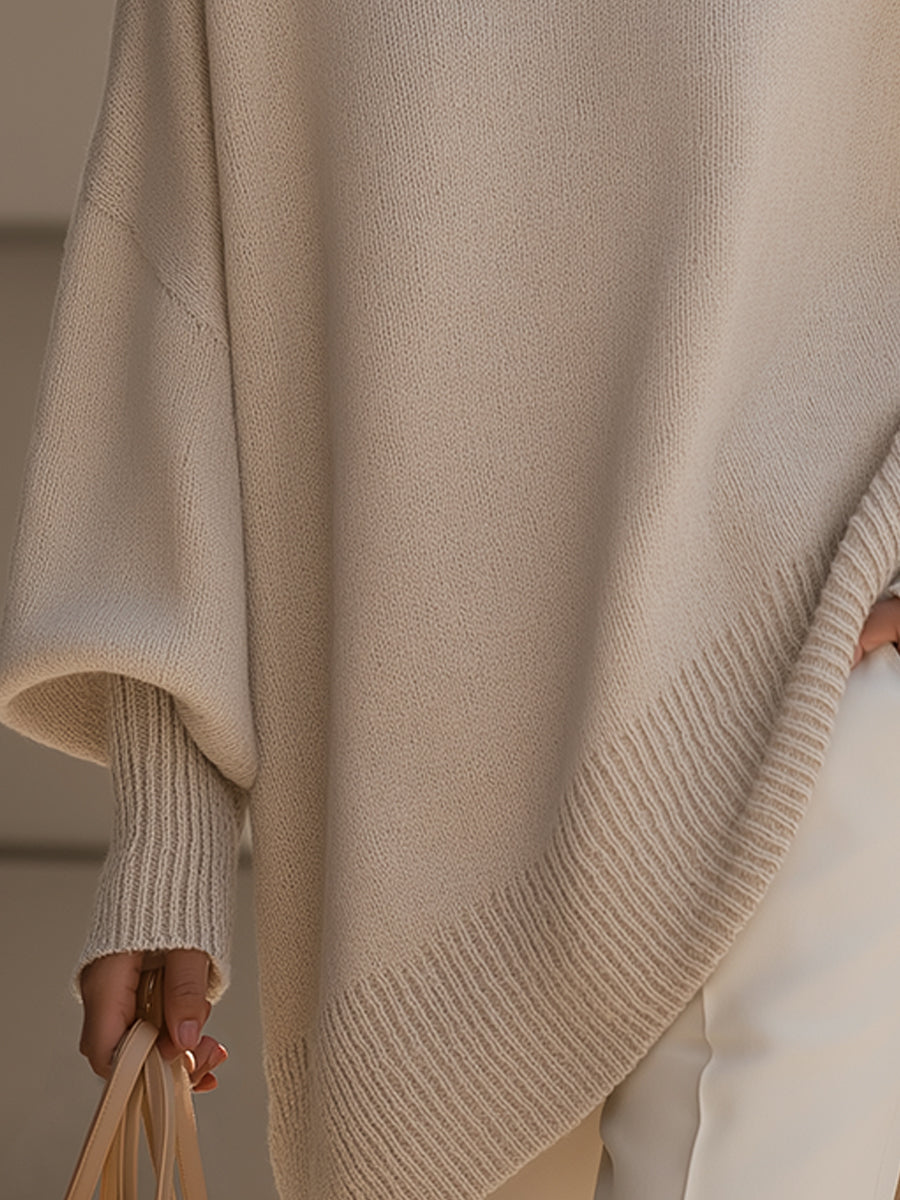 Vanmeeren™  | Oversized Trui met Drapering en Wijde Hals
