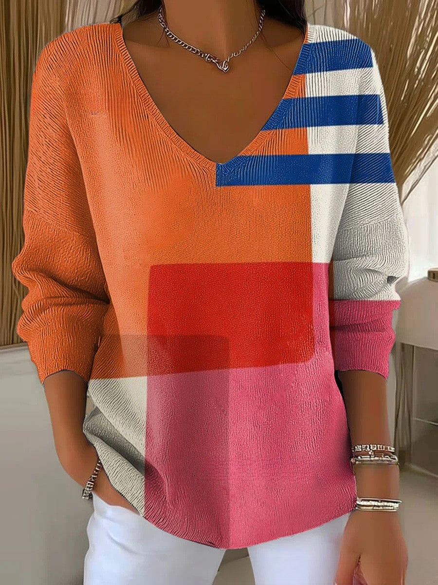Vanmeeren™ | Kleurrijke trui met V-hals