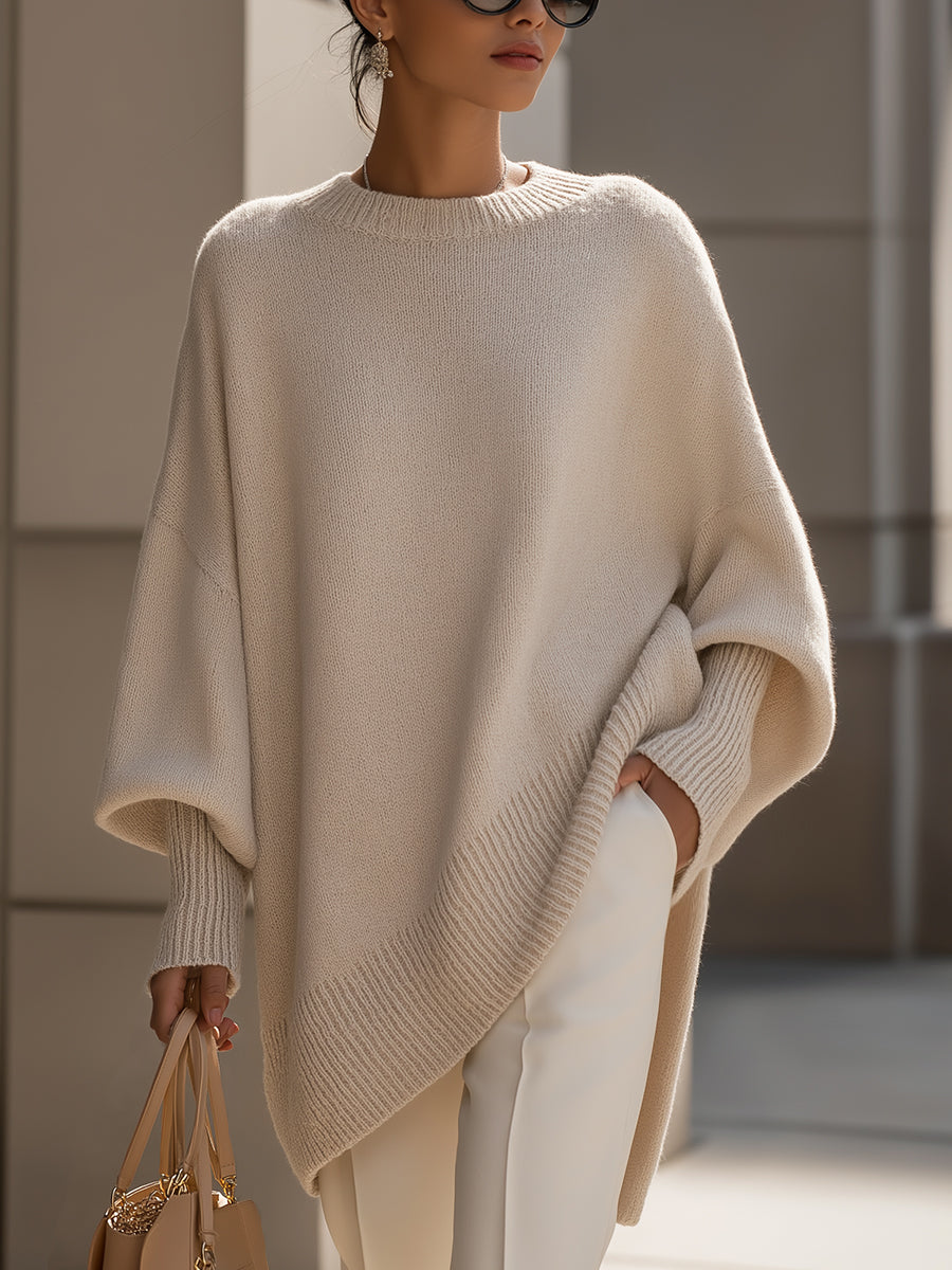 Vanmeeren™  | Oversized Trui met Drapering en Wijde Hals