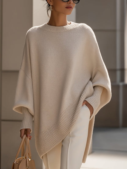 Vanmeeren™  | Oversized Trui met Drapering en Wijde Hals