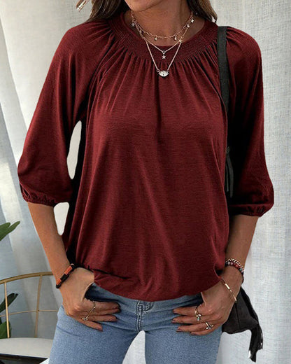 Laluna® | T-shirt met ronde hals en 3/4-mouwen