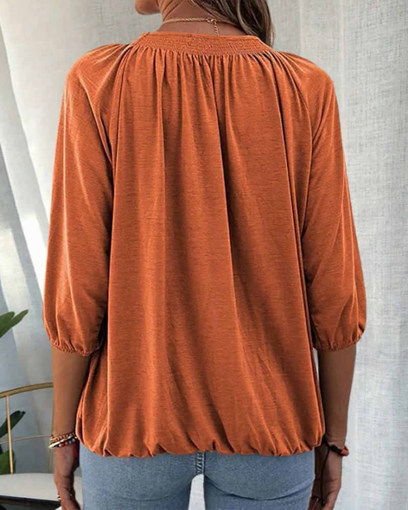 Laluna® | T-shirt met ronde hals en 3/4-mouwen