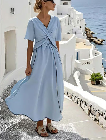 Thalia™ | Elegant Striped Wrap Maxi Dress