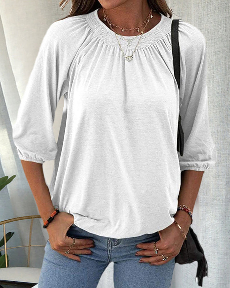 Laluna® | T-shirt met ronde hals en 3/4-mouwen