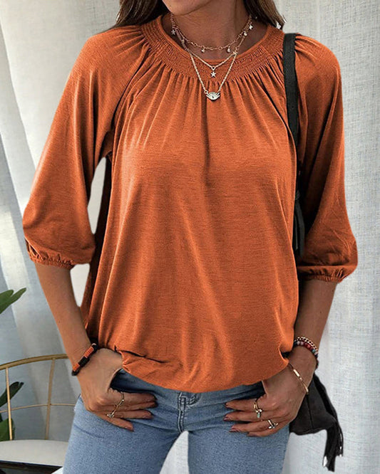 Laluna® | T-shirt met ronde hals en 3/4-mouwen
