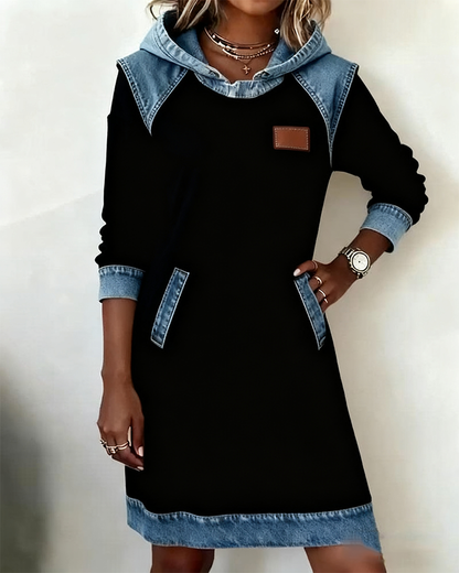 Laluna® | Hoodiejurk met contrasterende details