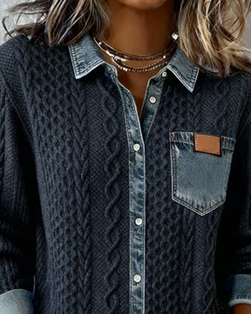 Shirt met lange mouwen en denim details