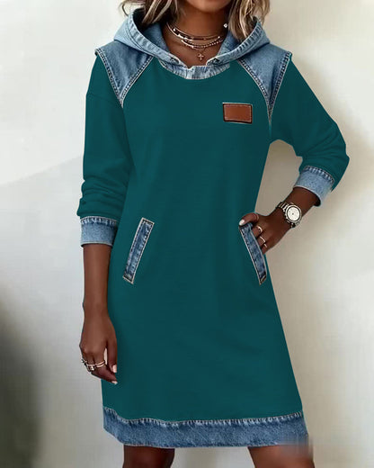 Laluna® | Hoodiejurk met contrasterende details