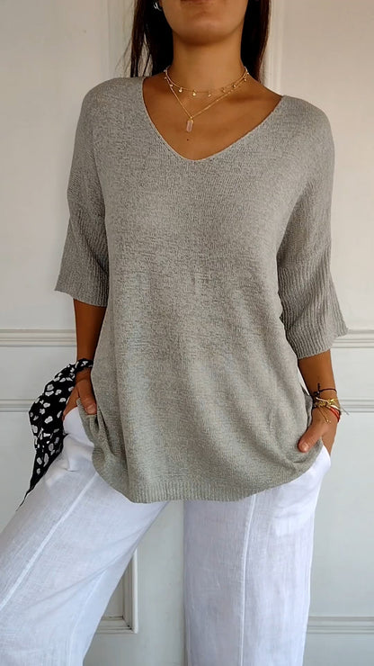 Anna™ | Luchtige Tricot Top met V-hals