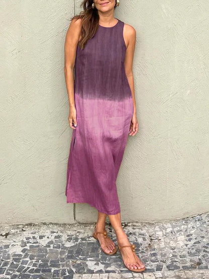 Éloane™ | Cotton-Linen Dress with Natural Print