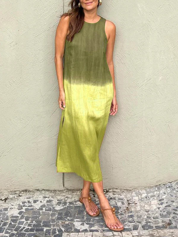 Éloane™ | Cotton-Linen Dress with Natural Print