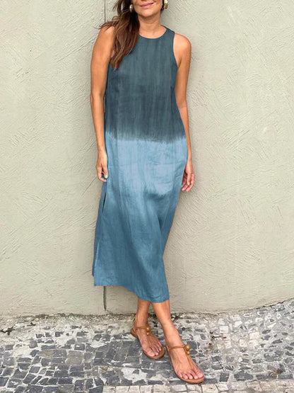 Éloane™ | Cotton-Linen Dress with Natural Print