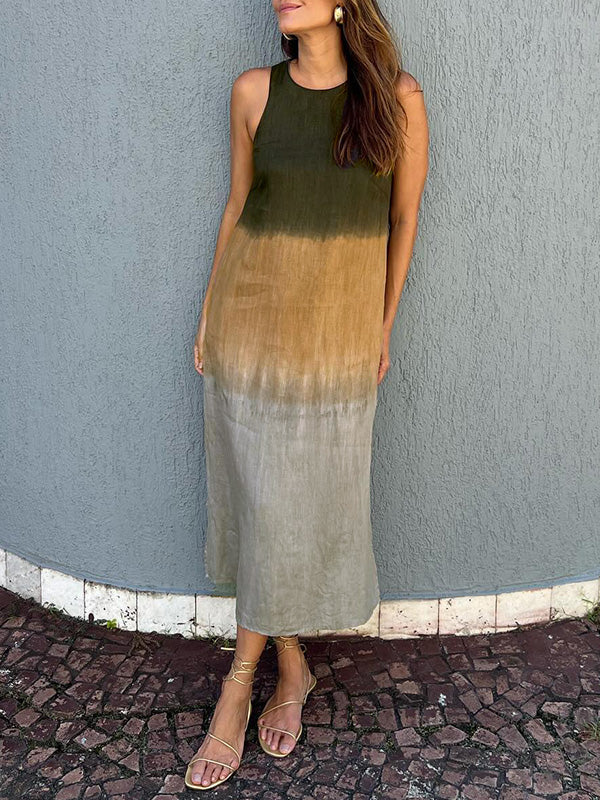 Éloane™ | Cotton-Linen Dress with Natural Print