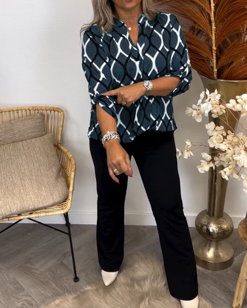 Vanmeeren™ | Casual blouse met lange mouwen en print