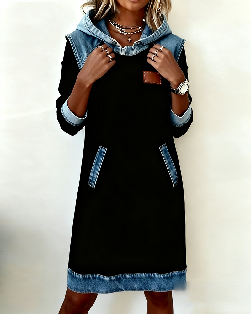 Laluna® | Hoodiejurk met contrasterende details