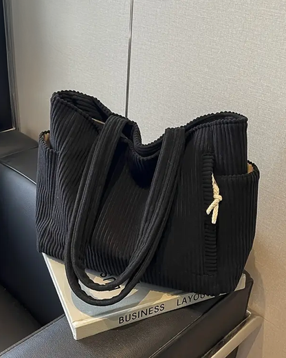Vanmeeren™ | Geribbelde Totetas met Koorddetail