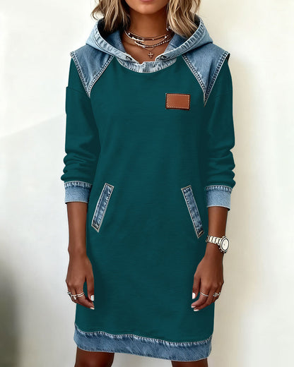 Laluna® | Hoodiejurk met contrasterende details