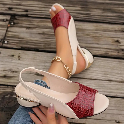Liora | Croc-Effect Open-Toe Heeled Sandals