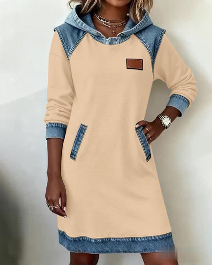 Laluna® | Hoodiejurk met contrasterende details