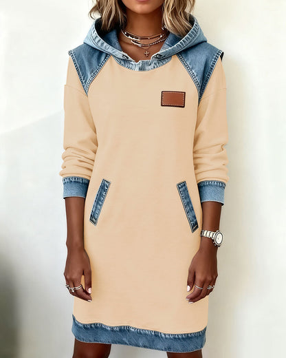 Laluna® | Hoodiejurk met contrasterende details