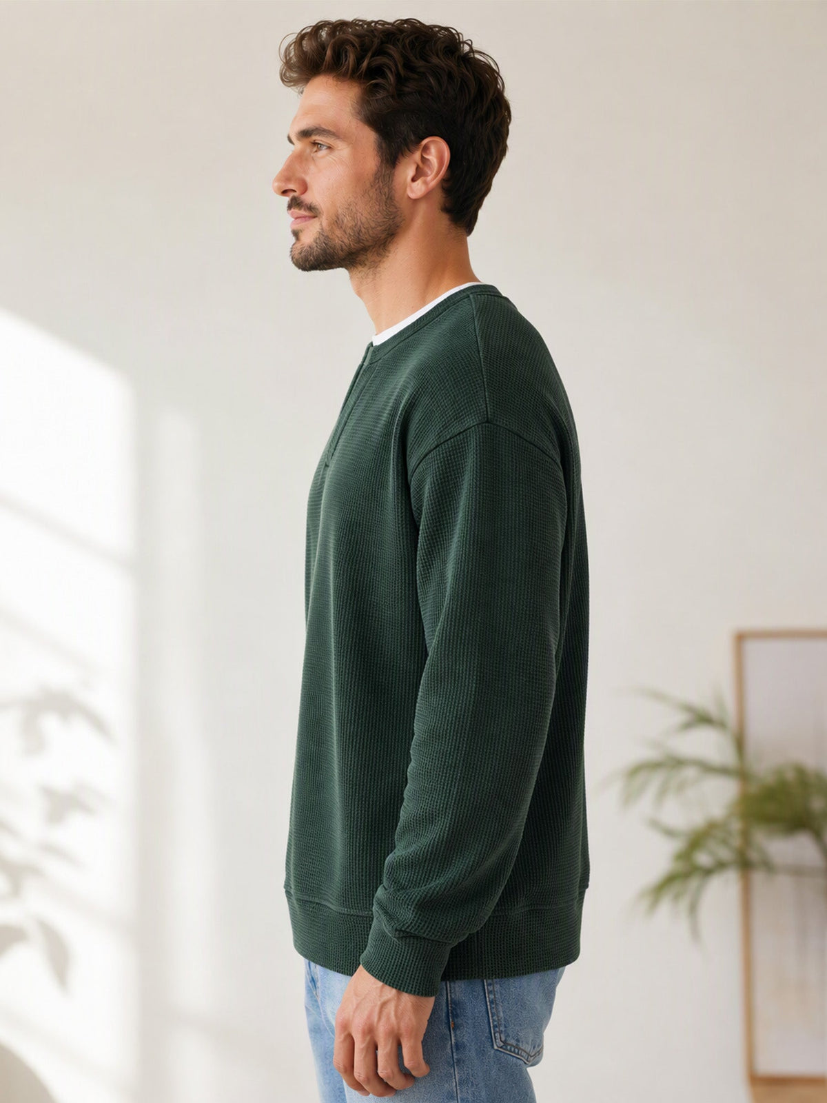 Vanmeeren™ | Gelaagde comfortabele wafelgebreid T-shirt