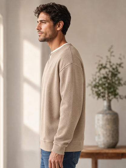 Vanmeeren™ | Gelaagde comfortabele wafelgebreid T-shirt