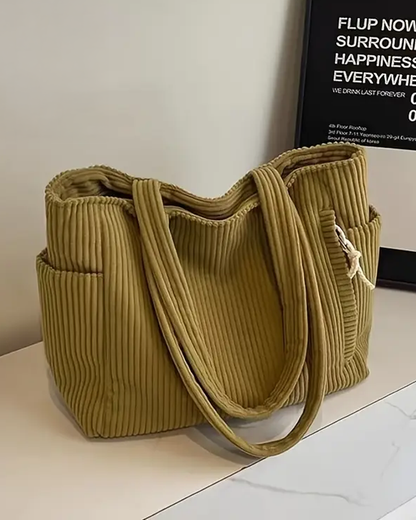 Vanmeeren™ | Geribbelde Totetas met Koorddetail
