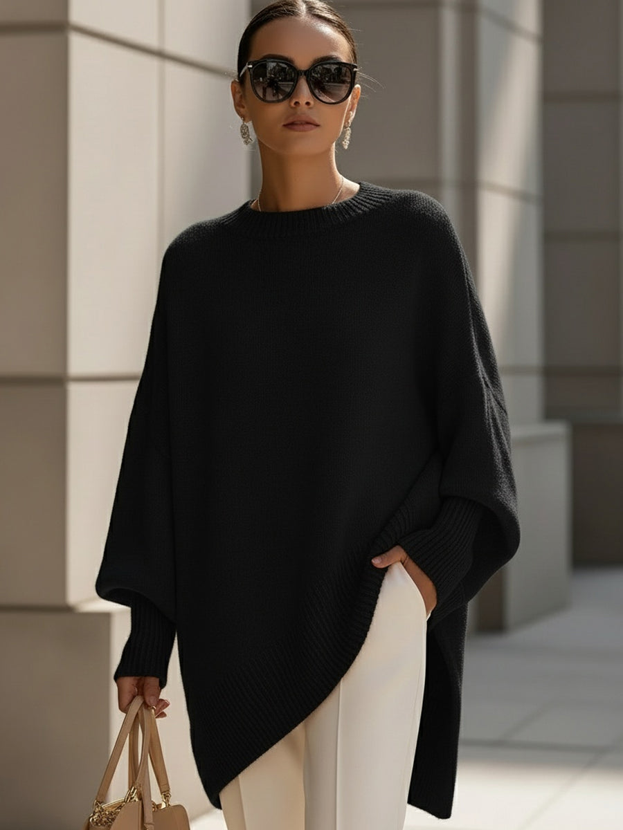 Vanmeeren™  | Oversized Trui met Drapering en Wijde Hals