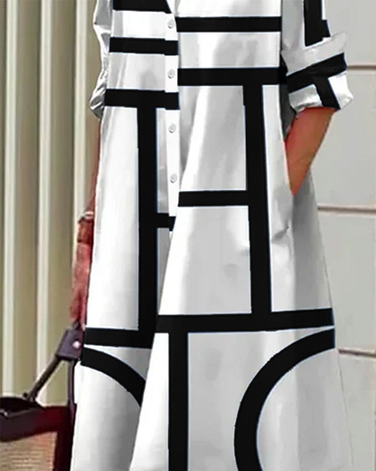 Vanmeeren™ | Jurk Met Zakken En Geometrische Print