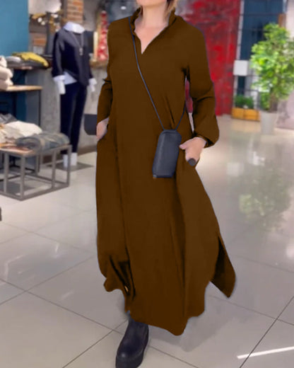Laluna® | Losse lange jurk met zijsplit