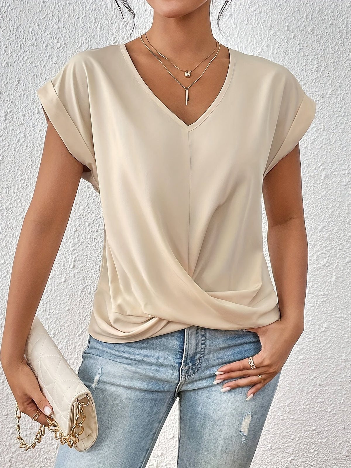 Laluna® |  Casual T-shirt met sweetheart halslijn