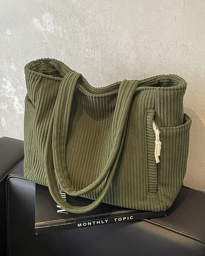 Vanmeeren™ | Geribbelde Totetas met Koorddetail