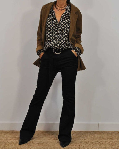 Laluna® | Relaxed V-Hals Midi-Shirt