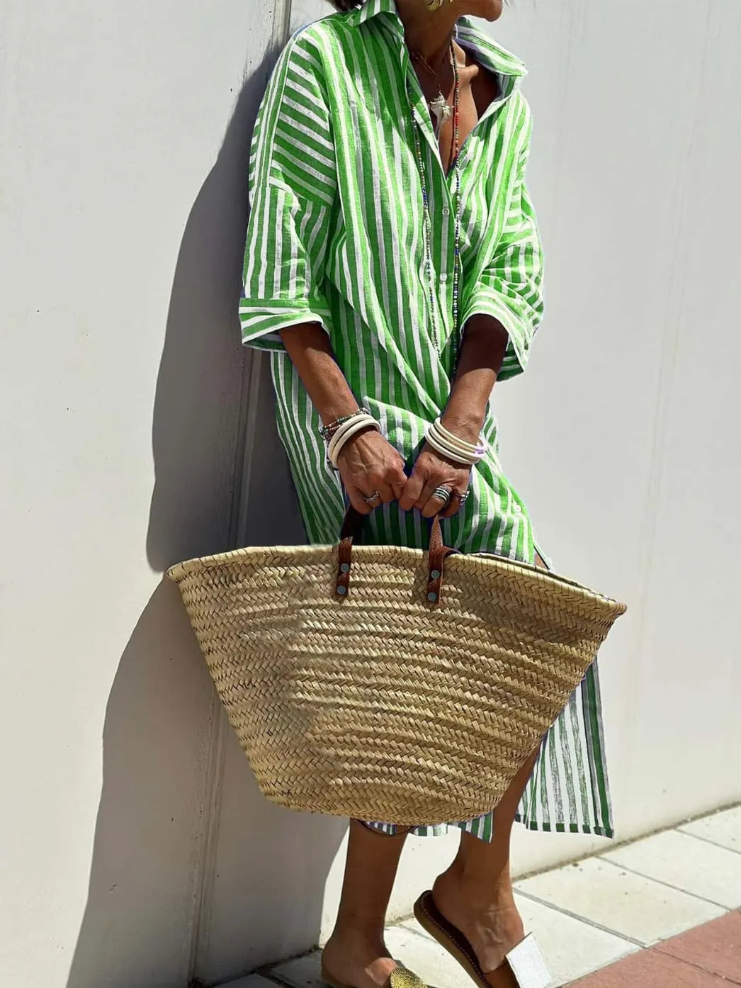 Floor™ | Elegant Striped Shirt Dress