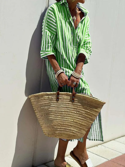 Floor™ | Elegant Striped Shirt Dress