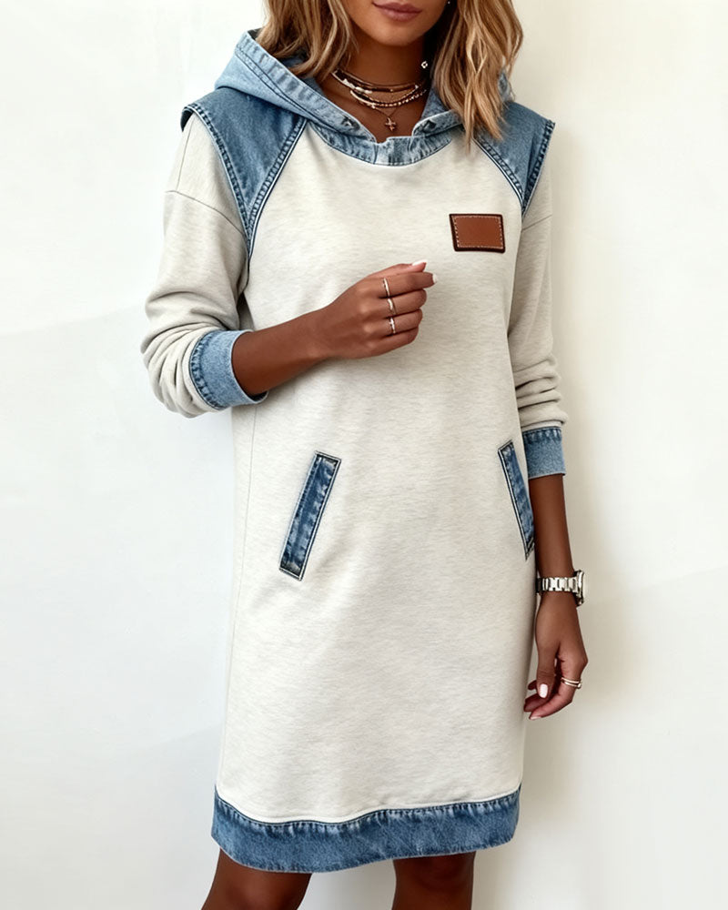 Laluna® | Hoodiejurk met contrasterende details