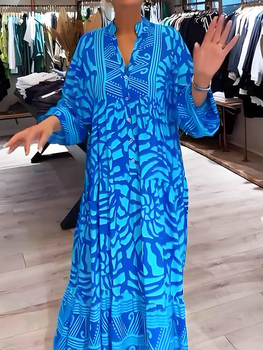 Juul™ | Elegant Printed V-Neck Dress