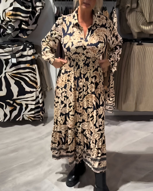 Marisse™ | Printed Midi Dress with V-Neck