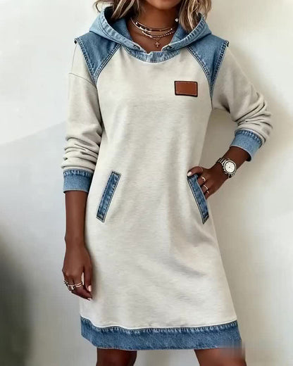 Laluna® | Hoodiejurk met contrasterende details