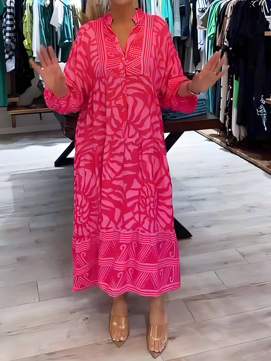 Juul™ | Elegant Printed V-Neck Dress