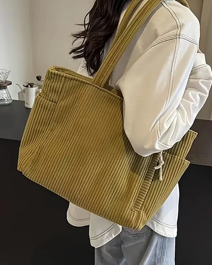 Vanmeeren™ | Geribbelde Totetas met Koorddetail