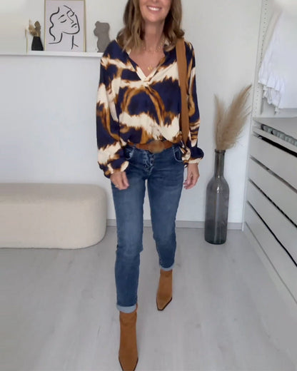 Laluna® | Bedrukte casual top met V-hals