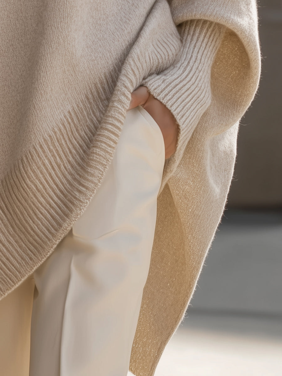 Vanmeeren™  | Oversized Trui met Drapering en Wijde Hals