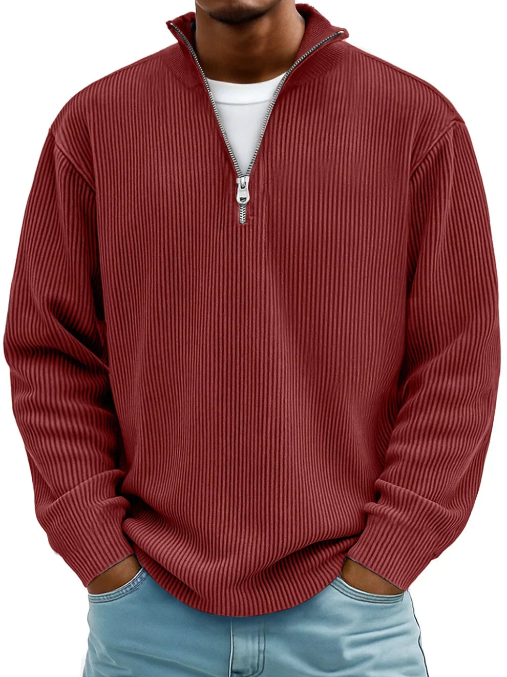 Vanmeeren™ | Geribbelde Half-Zip Trui